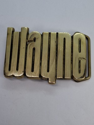 Vintage Belt Buckle 70s Baron Buckle Co. Solid Brass Wayne Name