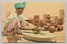 Postcard Karachi Pakiston Potter at Work Near Empress Market c1955