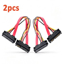 2PCS 22Pin 7 15Pin SATA Extension Cable Male to Female for Hard Drive SSD Combo