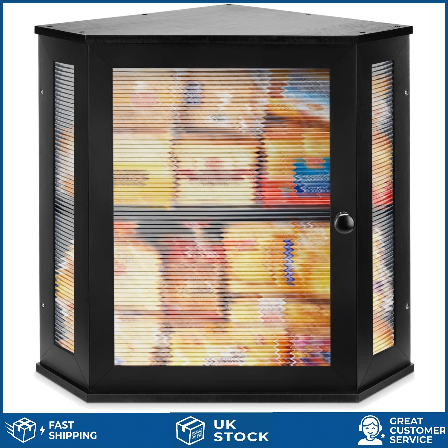 Large Corner Bamboo Bread Bin Double Layer Kitchen Storage Box Black