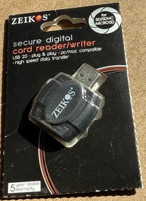  Zeikos Hi-Speed SD USB 2.0 Card Reader Writer F/ SD/SDHC MicroSD