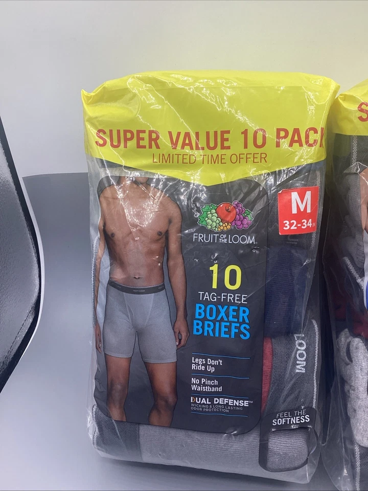 20 calzoncillos boxer azul gris rojo mediano M 32-34 pulgadas Fruit Of The Loom-2017-18 Foto 2 de 4