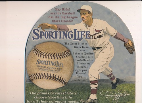 Sporting Life Equipment, Die-cut Sign Display - DIZZY DEAN, St. Louis ...