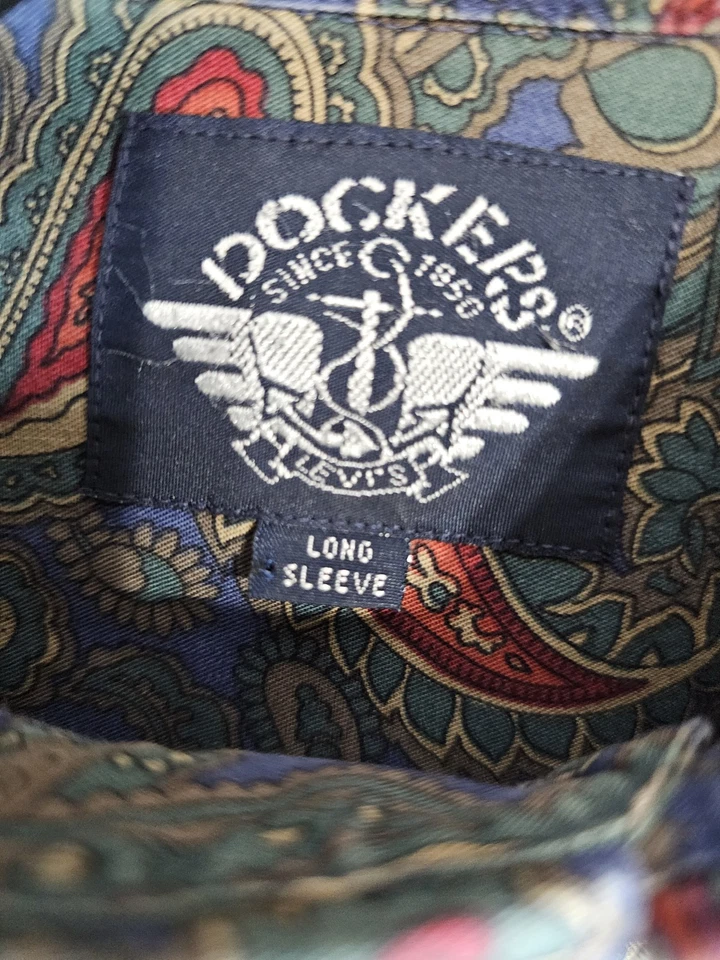 Camisa De Colección Dockers Paisley Abotonada Talla Grande Años 90 Y2K Dadcore Suelta Preppy Foto 3 de 4