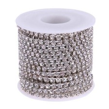 Clear Crystal Rhinestone Cup Chain Trimming 2.8mm Roll 10 yards - Silver