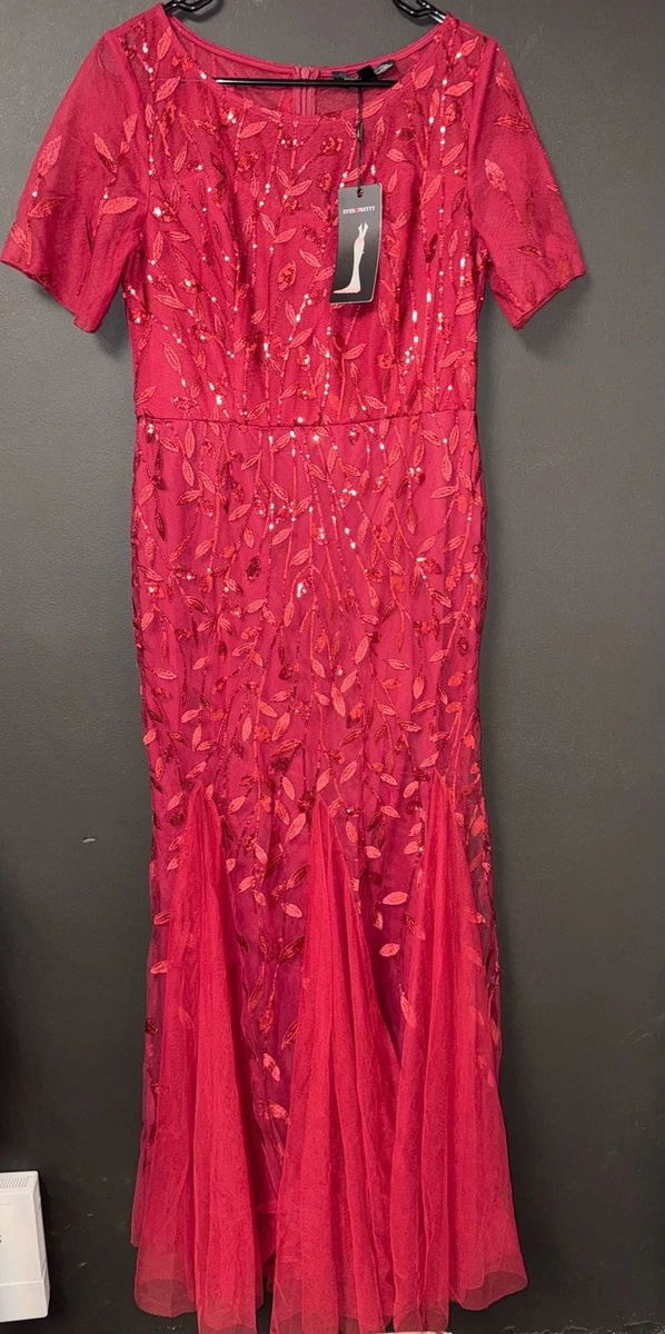 open lace back dress ever KIRA|Double V-Neck Sequin Batwing Sleeve Evening Dress