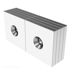 1 x 1 x 1/8 Inch Neodymium Rare Earth Countersunk Block Magnets N52 8 Pack