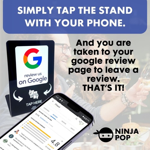 NFC Google Tap to Review Stand - Table Display for Google Reviews - Ninja Pop - 第 5/6 張圖片