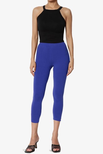 TheMogan S~3X Luxe Stretch Cotton Elastic Waist Mid Rise Cropped Capri Leggings - Picture 26 of 122