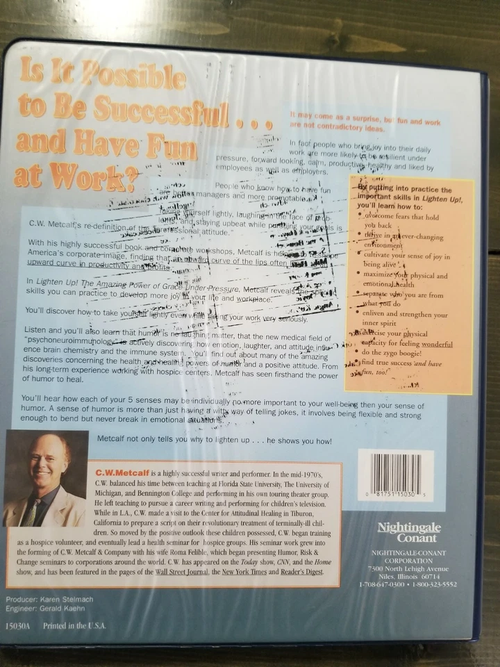 Lighten Up! Grace Under Pressure by C.W. Metcalf  / Set of 5 Audio Cassettes - Image 3 of 4