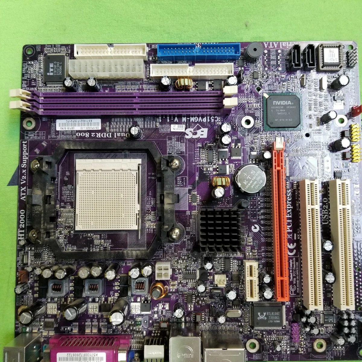ECS HT2000 Desktop Micro-ATX Motherboard- C51PVGM-M W/ I/O Shield.