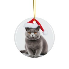 British Shorthair Cat - Ceramic Christmas Ornament - Printed in USA