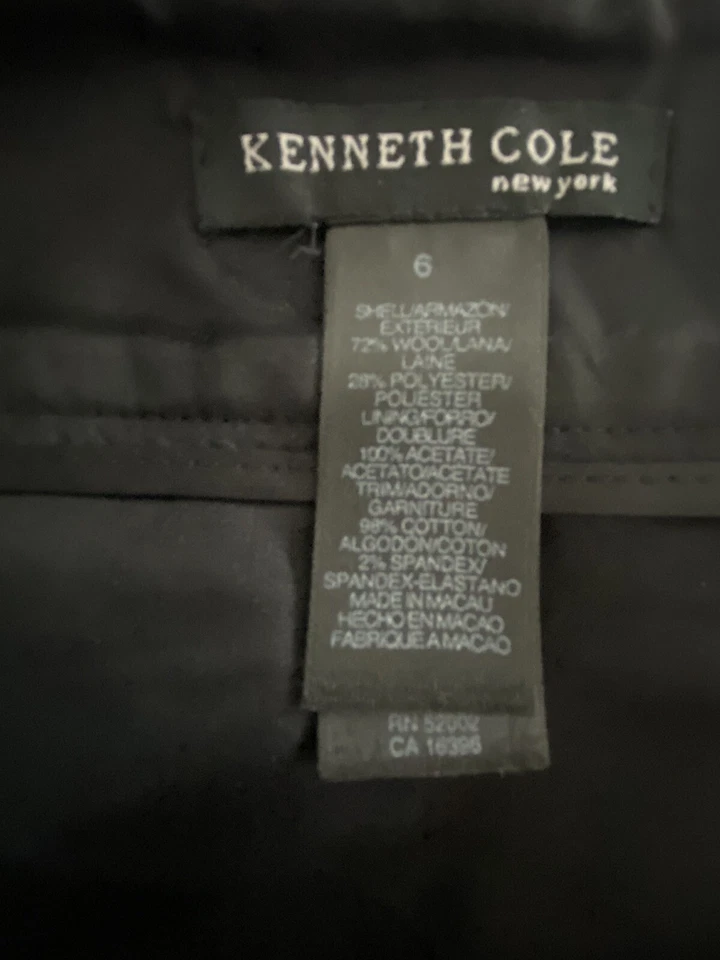 Kenneth Cole Mini Skirt Black Velvet Grey Trim Waist Above Knee Zips 6 - Image 2 of 4