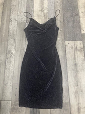 new ladies H&M black silver glitter bodycon evening xmas dress us 2 uk size 4