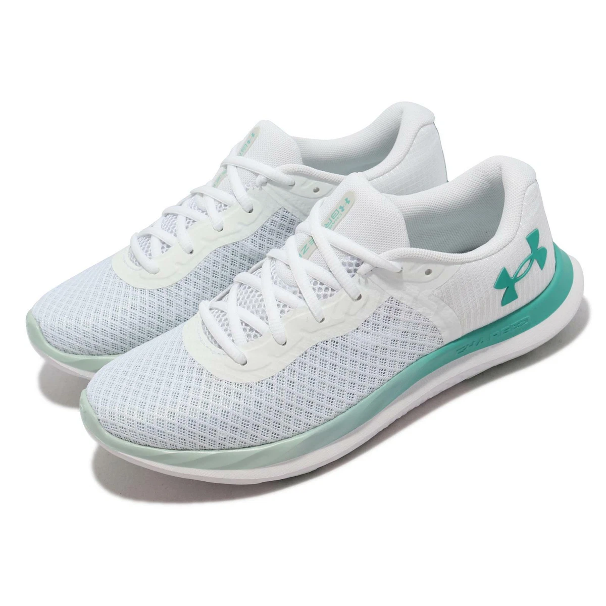 Under Armour Charged Breeze UA White Green Women Running Shoes 3025130-102