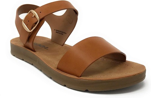 Sandalias de verano para mujer Soda Plenty ligeras bronceadas puntera abierta con tiras - Imagen 8 de 16