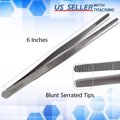Surgical Thumb Dressing Forceps 6'' Medical Cotton & Dressing Tweezer Serrated