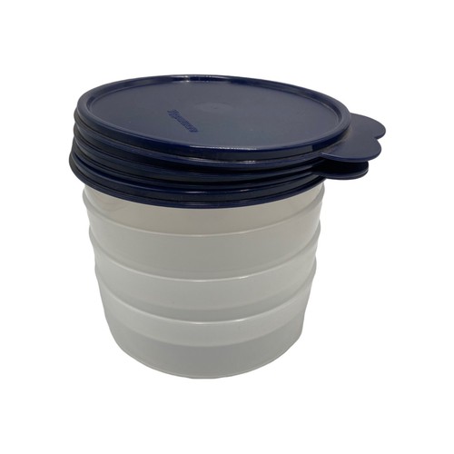 Tupperware Big Wonders Bowls 3 Cup / 700 ml Set of 4 Sheer with Dark Blue Seal - Picture 9 of 9