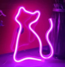 Cat Neon Pink Light LED Wall Light Bar Lamp Home Shop Room Party Wedding Decor