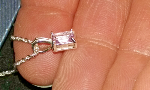 OW .925 Sterling Silver Genuine Purple Amethyst Pendant with 17" Chain Necklace - Picture 4 of 14