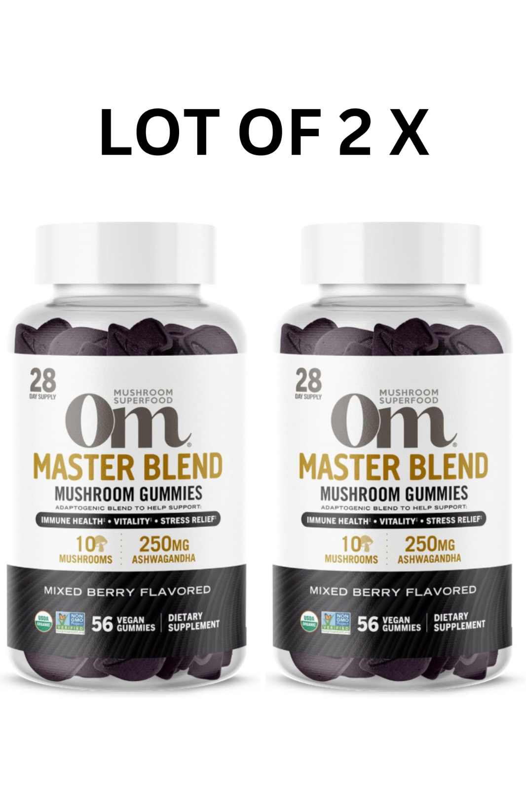Om Master Blend Mushroom Gummies Lot Of 2 Mixed Berry Flavor 56 ct  Exp 11/2025