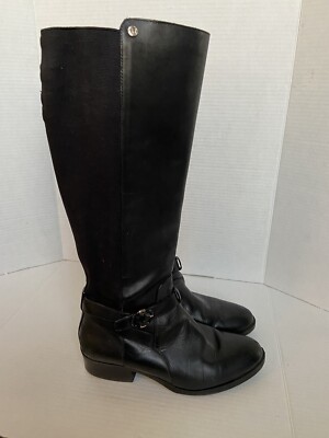 Taryn Rose Gigi Boots Knee High Black Leather Riding Shoes Tall Womens Sz  B