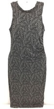 Ann Taylor Loft Womens Petites Dress Gray Leaves Palms Sleeveless Career Size SP