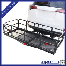 Folding Rack Cargo Basket Trailer Hitch Mount Luggage Carrier 500lbs NEW For SUV