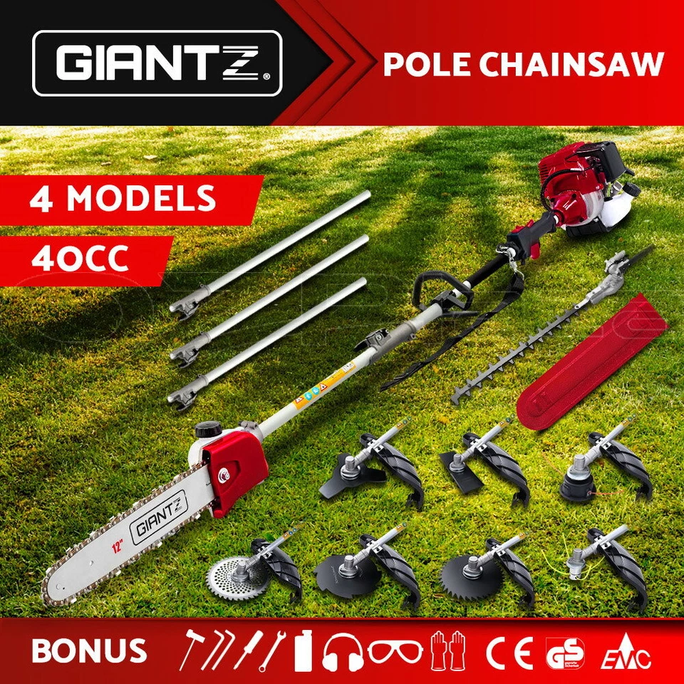 Giantz Pole Chainsaw Petrol 4-STROKE Hedge Trimmer Brush Cutter Whipper Tool Saw