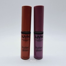 Lot Of 2 NYX Professional Butter Lip Gloss Bit Of Honey BLG35 Marshmallow BLG43