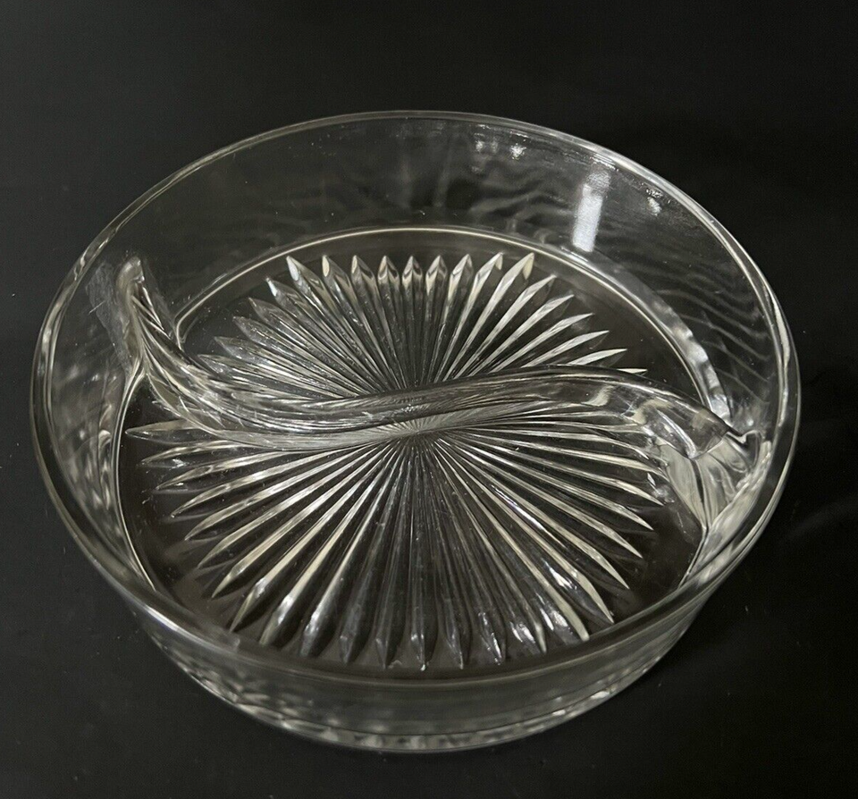 Vintage Split Clear Glass Candy Dish eBay