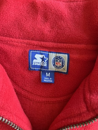 Vintage 90s Starter Tampa Bay Buccaneers Fleece Jacket Red Black Pullover NFL - Picture 3 of 11
