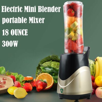 Smoothies Personal Blender 300W with 18 oz BPA-Free Bottle (black+gold)