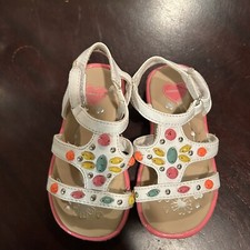 Flowers By Zoe Boutique Gems Studded Robin Boho White Toddler Sandals 6