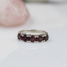 Natural Red Garnet Engagement Ring 925 Sterling Silver Statement Ring Women Ring