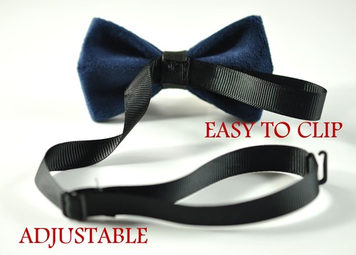 Father Son Match 100% Handmade Navy Blue Velvet Bow Tie Bowtie Wedding Party - Picture 4 of 18
