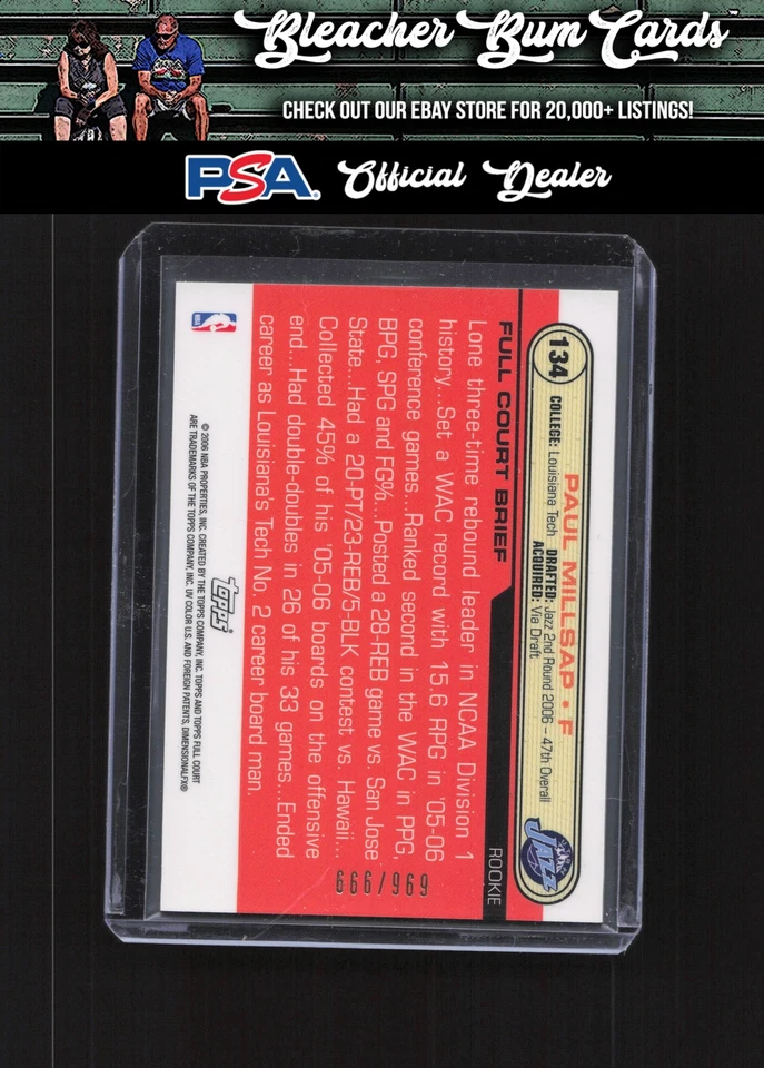 2006 Topps Full Court 134 Paul Millsap  Rookie /999 - Image 2 of 2