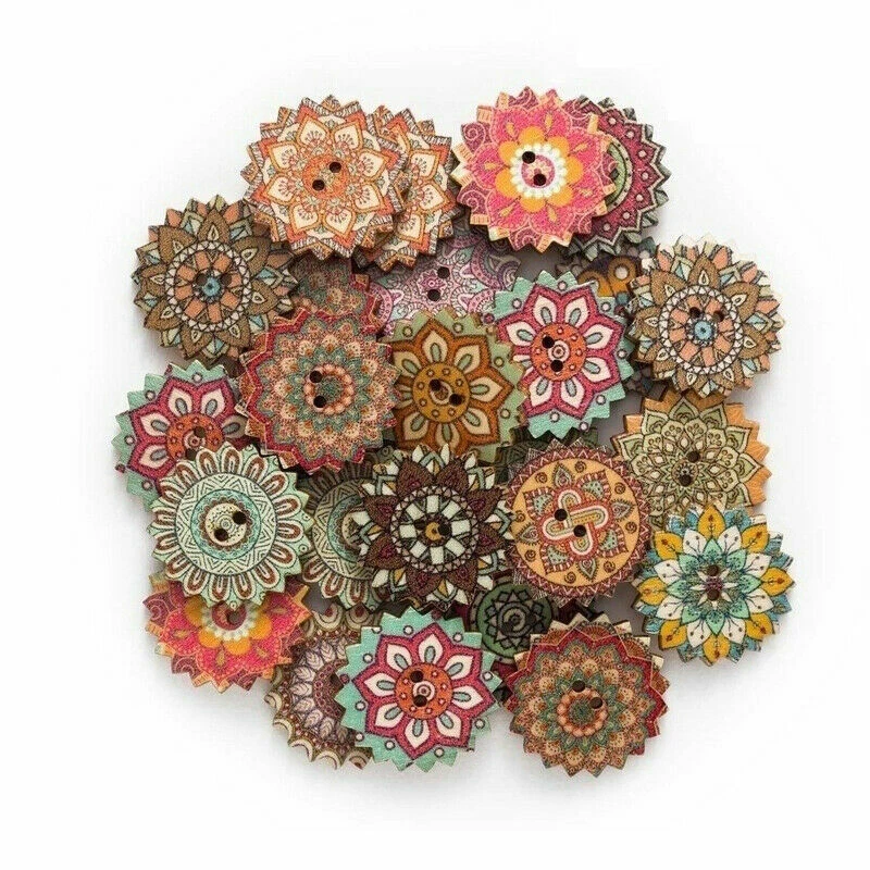 100 Pcs Wooden 2 Holes Round Wood Sewing Buttons  Craft DIY Scrapbooking 20/25mm - Image 2 of 4