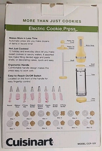 Cuisinart Electric Cookie Press CCP-10 Yellow Complete 12 discs 8 tips Tested - Bild 9 von 10