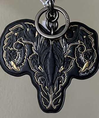 NWT COACH CHELSEA BLACK/MULTI TATTOO RAM BAG CHARM/KEYRING/FOB