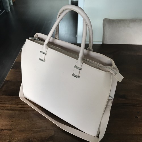 Bolso de hombro H&M Shopper Bag bolso de mano grande desnudo plata como nuevo - Imagen 2 de 12