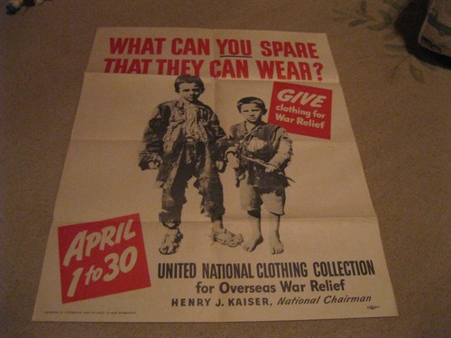  United National Clothing Collection for Overseas War Relief Poster WWII