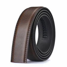 Luxury Men's Automatic Buckle Belt Ratchet Strap Black Brown Leather Strap Dress
