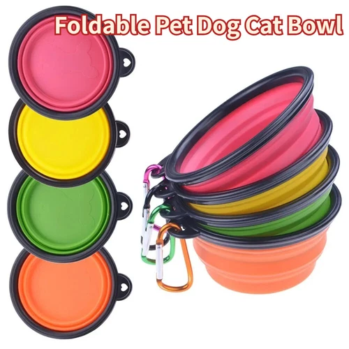 Portable Collapsible Pet Bowl - Travel-Friendly Foldable Dog Food & Water Dish D - Picture 1 of 19