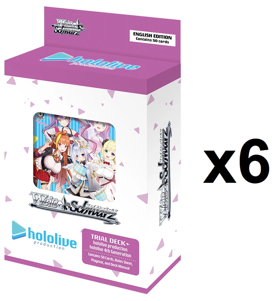 SEALED DISPLAY! 6x 4th Generation TRIAL DECK Hololive Production Weiss Schwarz