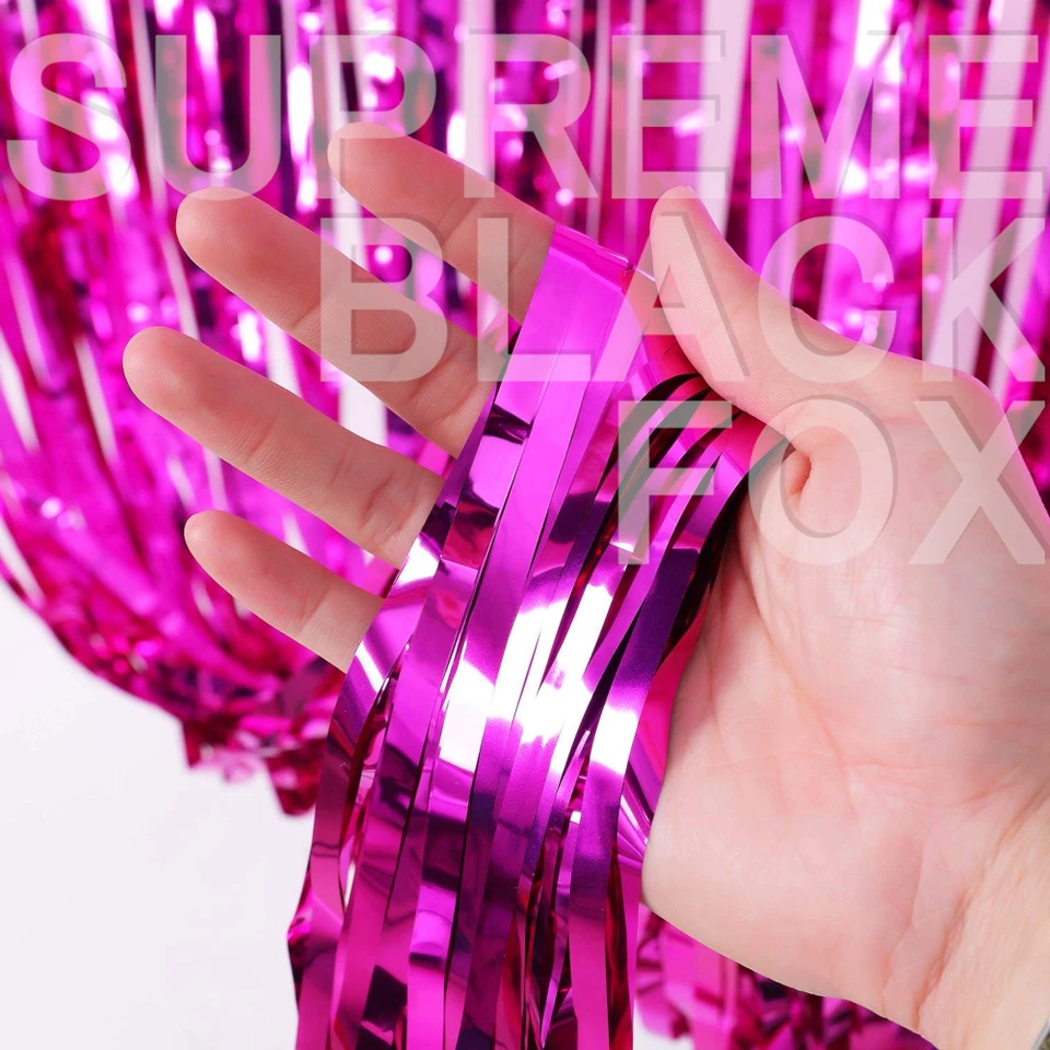Metallic Foil Fringe Curtain Tinsel Photo Backdrop Party Birthday Decor 3x8 ft - Image 2 of 4