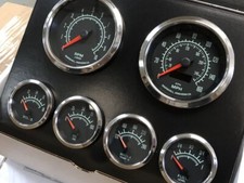 Marshall C2 60s Muscle 6 Gauge Set Stainless Bezels 5 Range Fuel Level Gauge