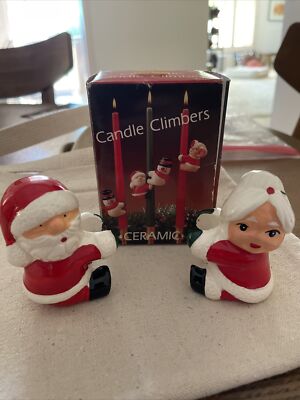Robert Alan Candle Co. Christmas Climbers Santa + Mrs. Claus Decoration Figurine