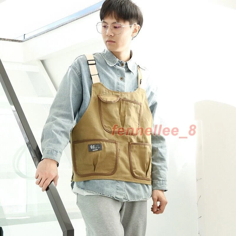 Unisex Apron Worker Multi-pockets Vest Waistcoat Barista Waiter Painter Overall - Image 4 of 4