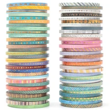 60 Rolls Skinny Washi Tape Set Gold Foil Masking Thin Patterns Decorative Tapes